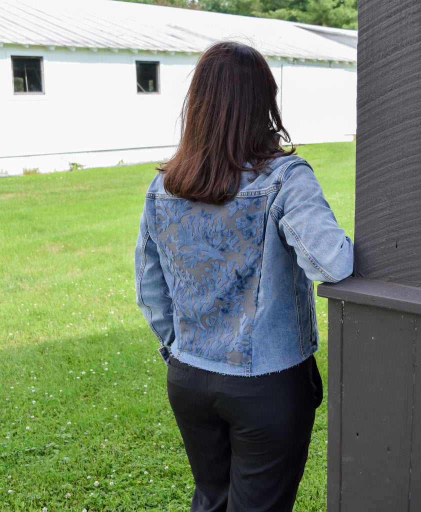 Stevie Denim Jacket - Denim w Blue Velvet (ST03) – Pearly Vine