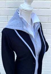 Tracey Hooded Blazer - Black w Grey (HB02)