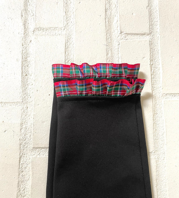 Sabrina Ankle Pants - Black w Red Holiday Plaid Ribbon (APBLK03)