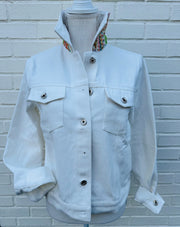 Dorothy White Denim Jacket w Green Paisley (DWJ17)