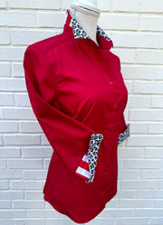 Elizabeth 3/4 Sleeve - Red w Cheetah & Red Stripe (3422)