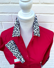 Elizabeth 3/4 Sleeve - Red w Cheetah & Red Stripe (3422)