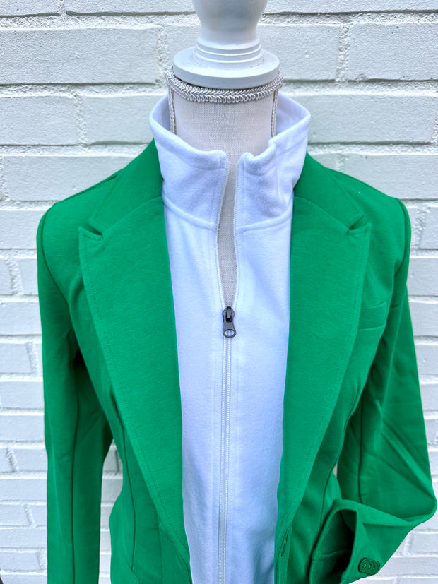 Tracey Fleece Blazer - Green w White (TBB03)