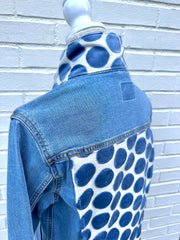 Stevie Denim Jacket - Denim w Blue Velvet Dots (ST10)