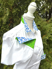 Elizabeth 3/4 Sleeve  - White w Blue Cheetah & Green Cheetah (3426)