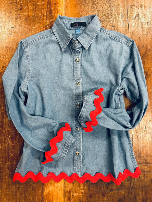 Bridget Ric Rac Shirt (RRDenim-Red)