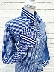 Audrey Navy Gingham Ribbon French Cuff Shirt (RFC42)