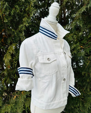 Dorothy White Denim Jacket w Pink Trellis (DWJ19)