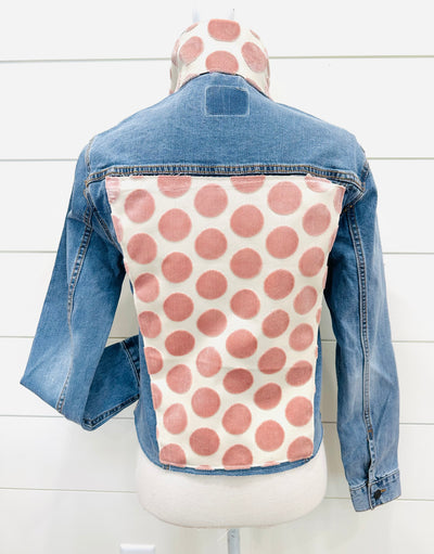 Stevie Denim Jacket - Denim w Lt. Pink Velvet Dots (ST08)