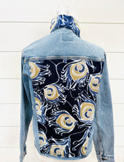 Stevie Denim Jacket - Denim w Dk. Blue & Khaki Velvet Fish (ST07)