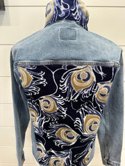 Stevie Denim Jacket - Denim w Dk. Blue & Khaki Velvet Fish (ST07)