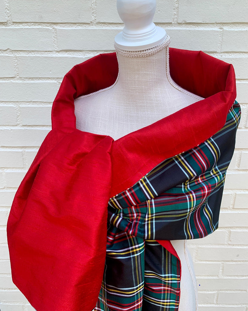 Silk Dupion Plaids Tartan - Red and Black