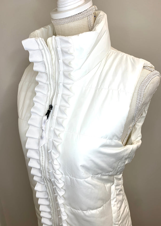 SALE - XL ONLY - Maggie May Ruffled Ribbon Puffer Vest (PF25) **FINAL SALE**
